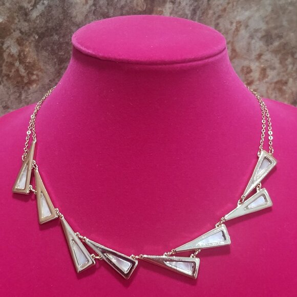 Park Lane Mother of Pearl Asymmetrical Triangle Gold tone Necklace - Picture 5 of 11